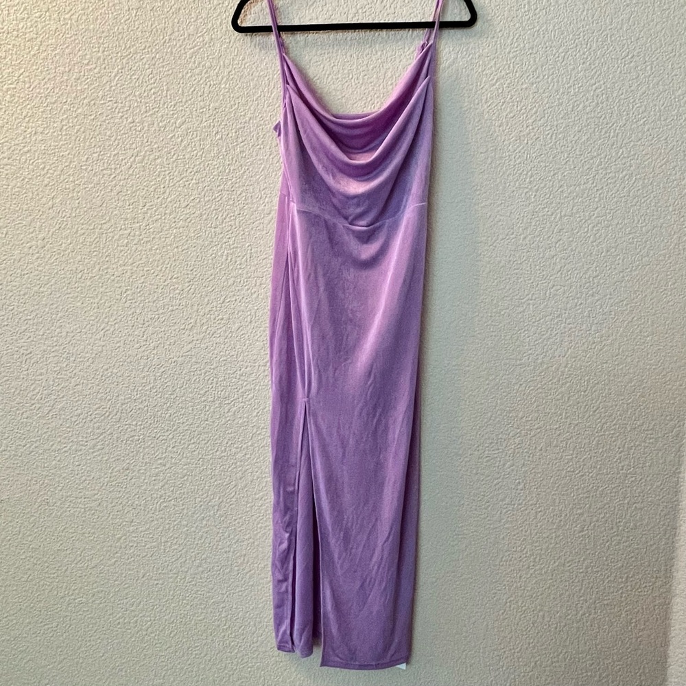 Solid cowl neck slit maxi dress (large)
